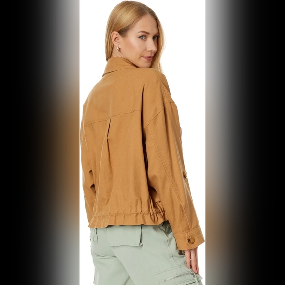 Blank NYC Linen Utility Jacket in A Game Tan, Women's Size Small - Picture 4 of 9